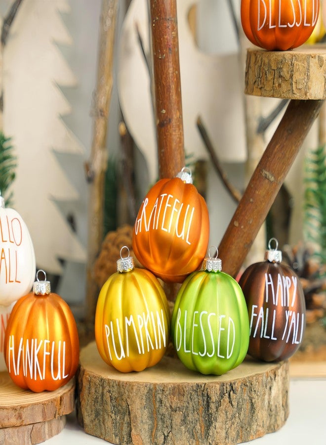 XmasExp Fall Tree Ornaments Set 18 PCS Small Pumpkin Ball Hanging Ornaments Orange Green Brown Gold White, for Thanksgiving, Halloween Tree Decor Fall Decorations for Home,1.97" - Image 5